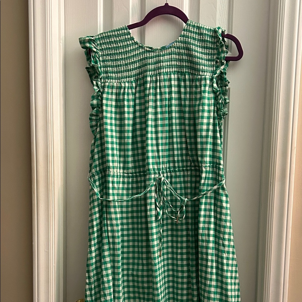 Draper James Green Gingham Sleeveless Dress
